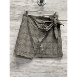Wilfred Skirt Plaid Wool Cashmere Blend High Rise Wrap-Front Mini Womens 2 Gray